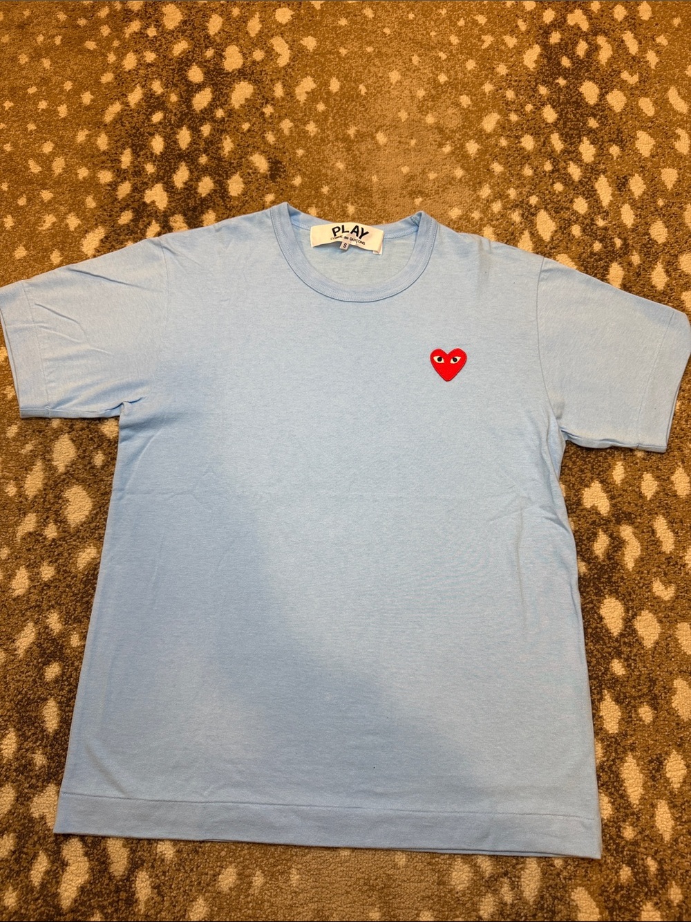 Comme des Garcons PLAY Light Blue Tee with Red Heart Logo